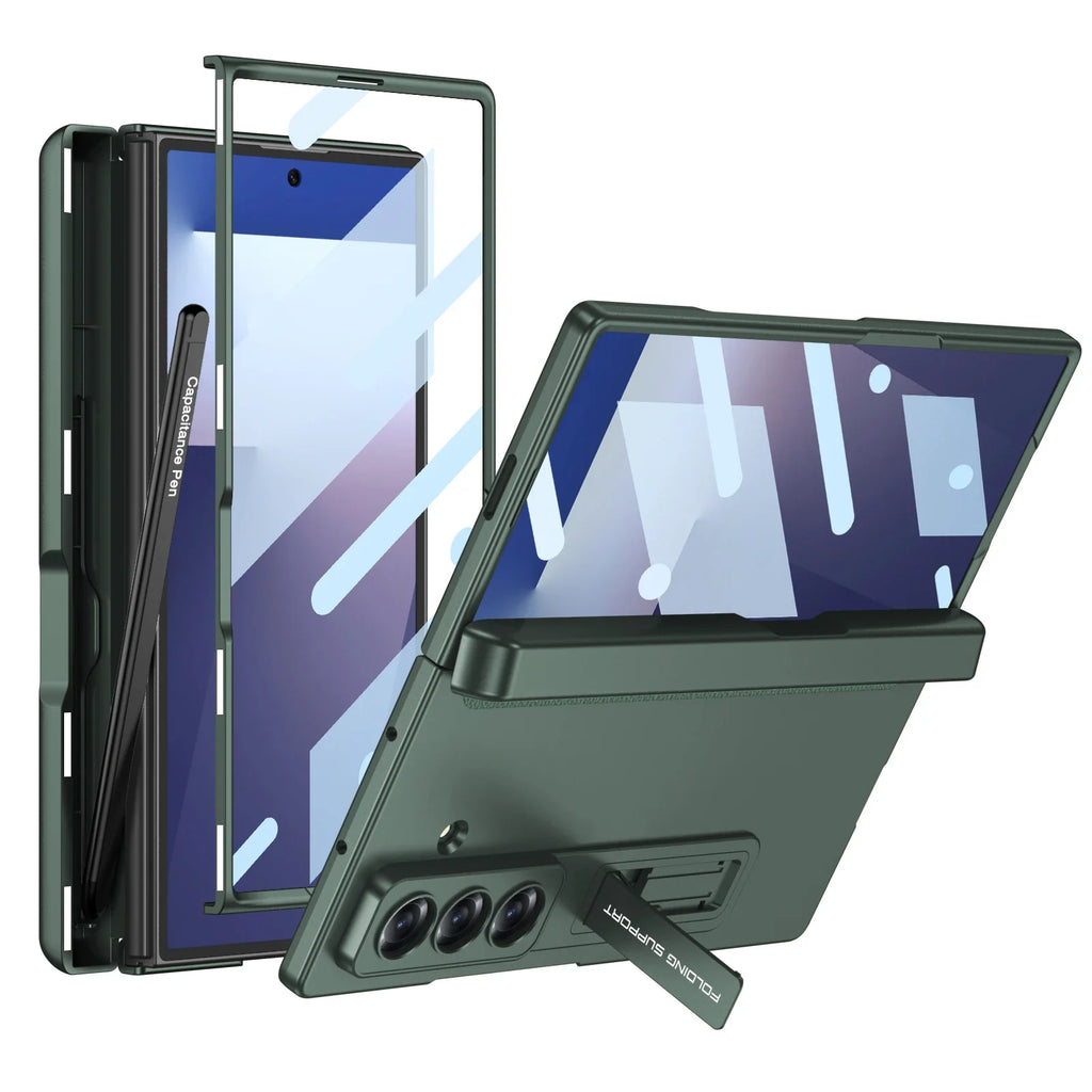Magnetic Hinge Protective Case with Stand & Pen Holder