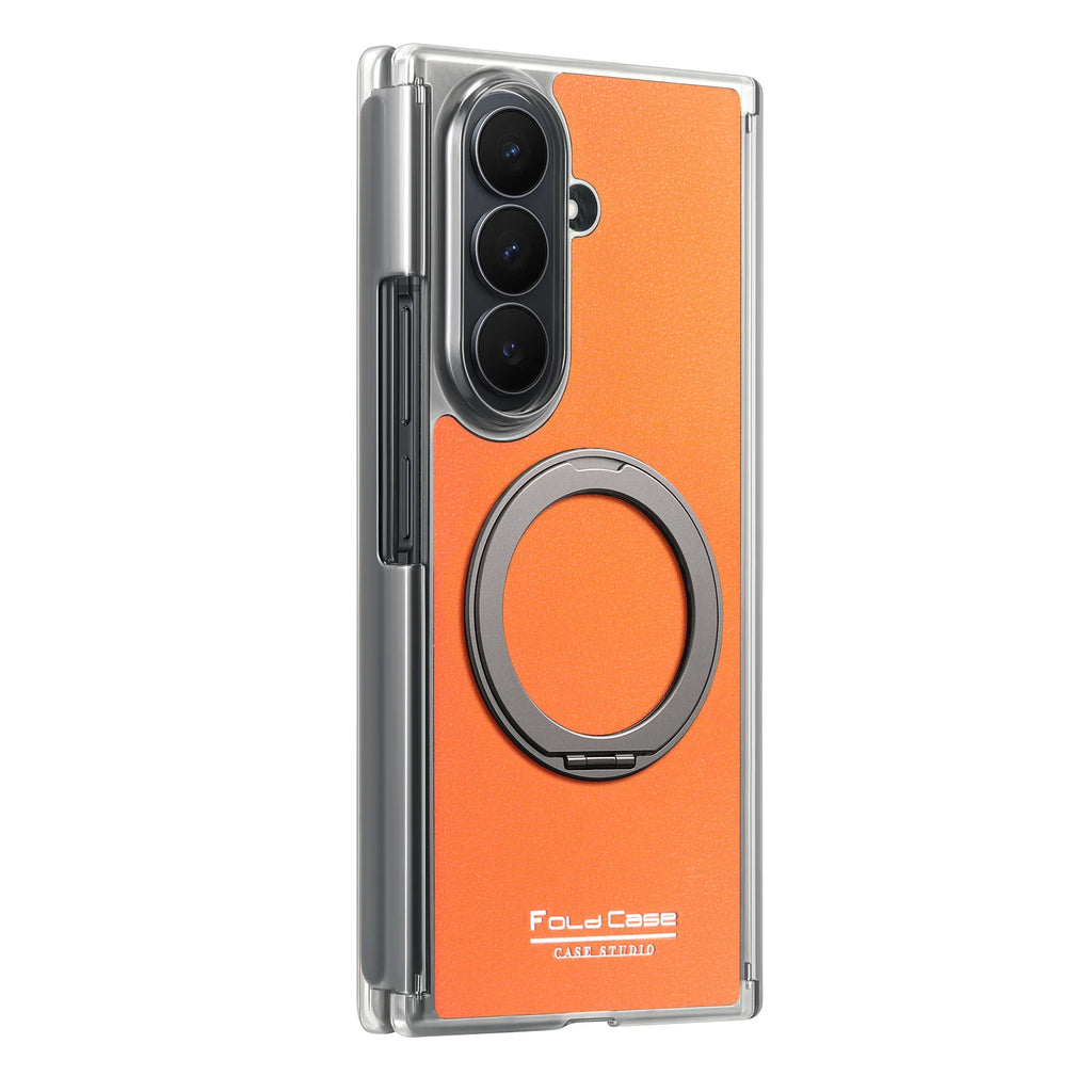 Magnetic Leather Ring Stand Case