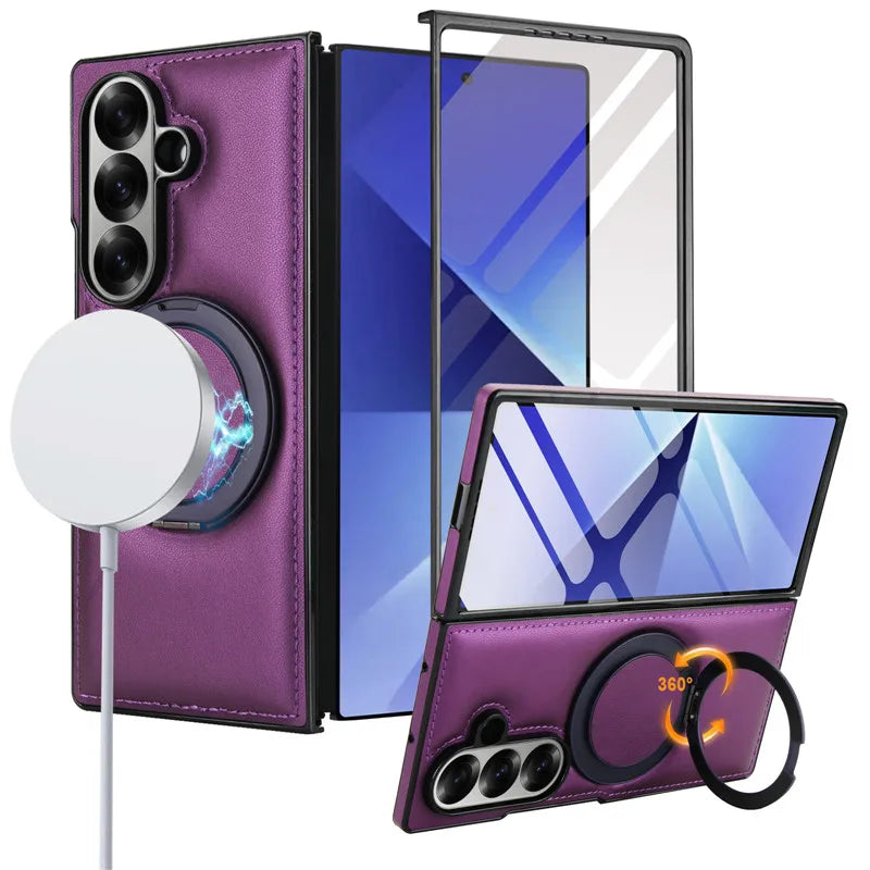 Leather Magnetic Case with Ring Stand