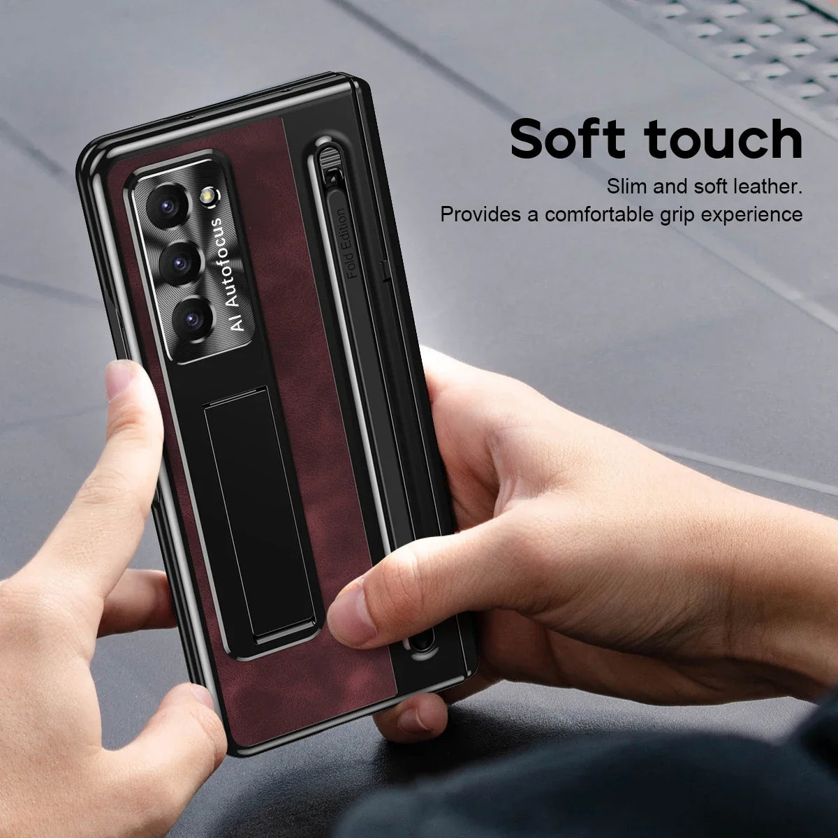 Luxury Leather Stand & Pen Slot Case