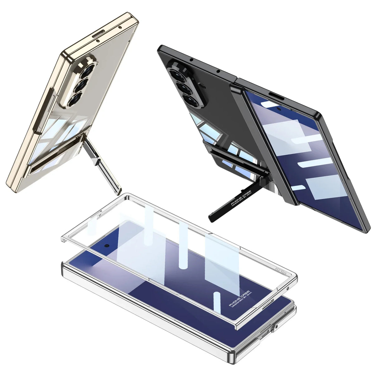 Clear Kickstand Armor Case with Hinge Protection