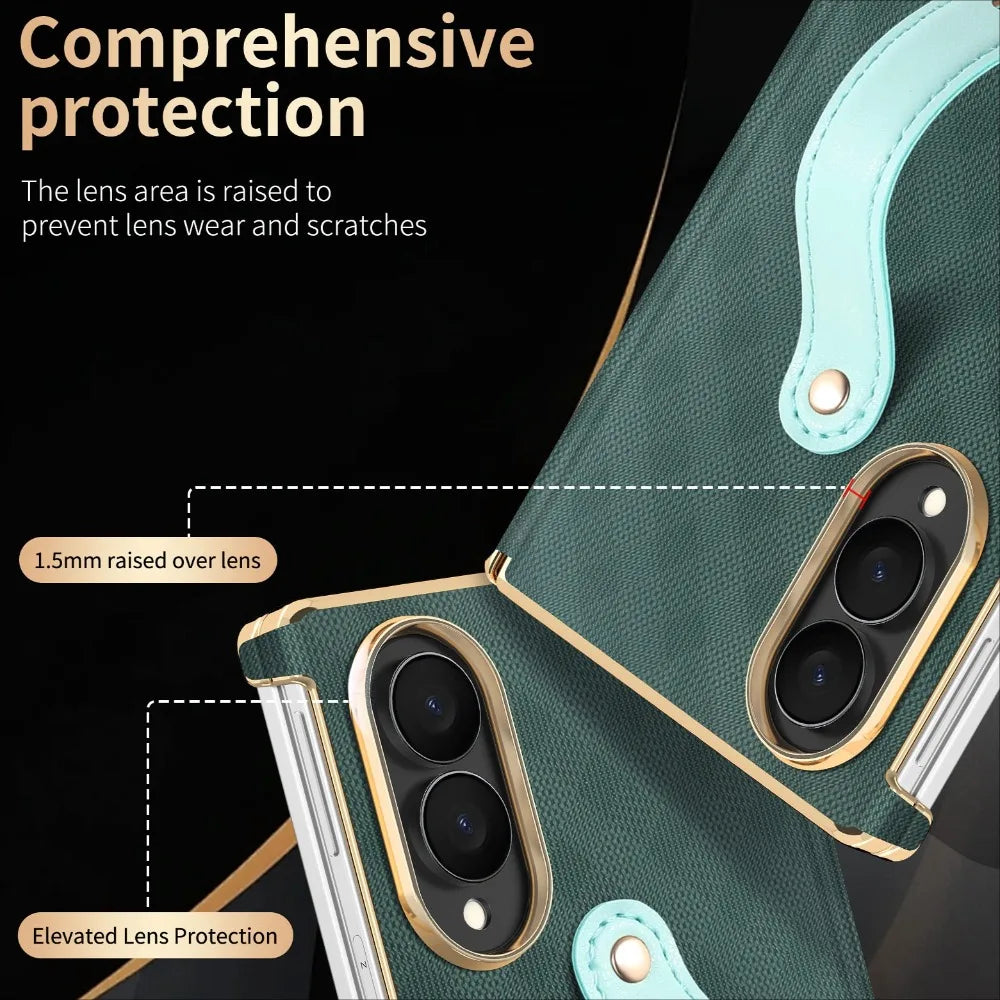 Leather Wrist Strap Case For Galaxy Z Fold