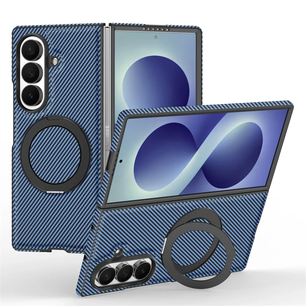 Carbon Fiber MagSafe Ring Stand Case For Galaxy Z Fold