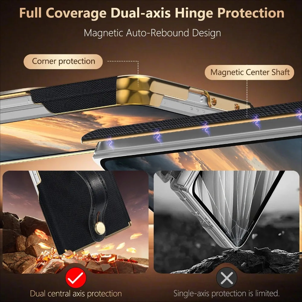 Leather Wrist Strap Case For Galaxy Z Fold
