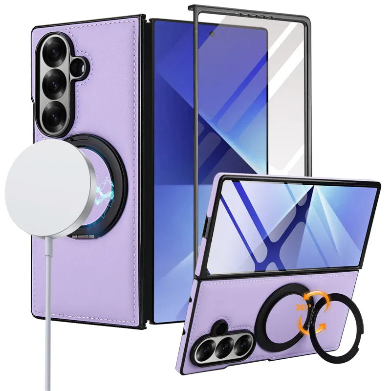 Leather Magnetic Case with Ring Stand