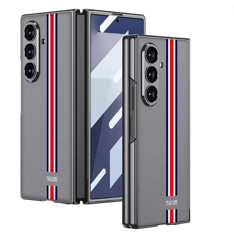 Luxury Stripe Leather Case