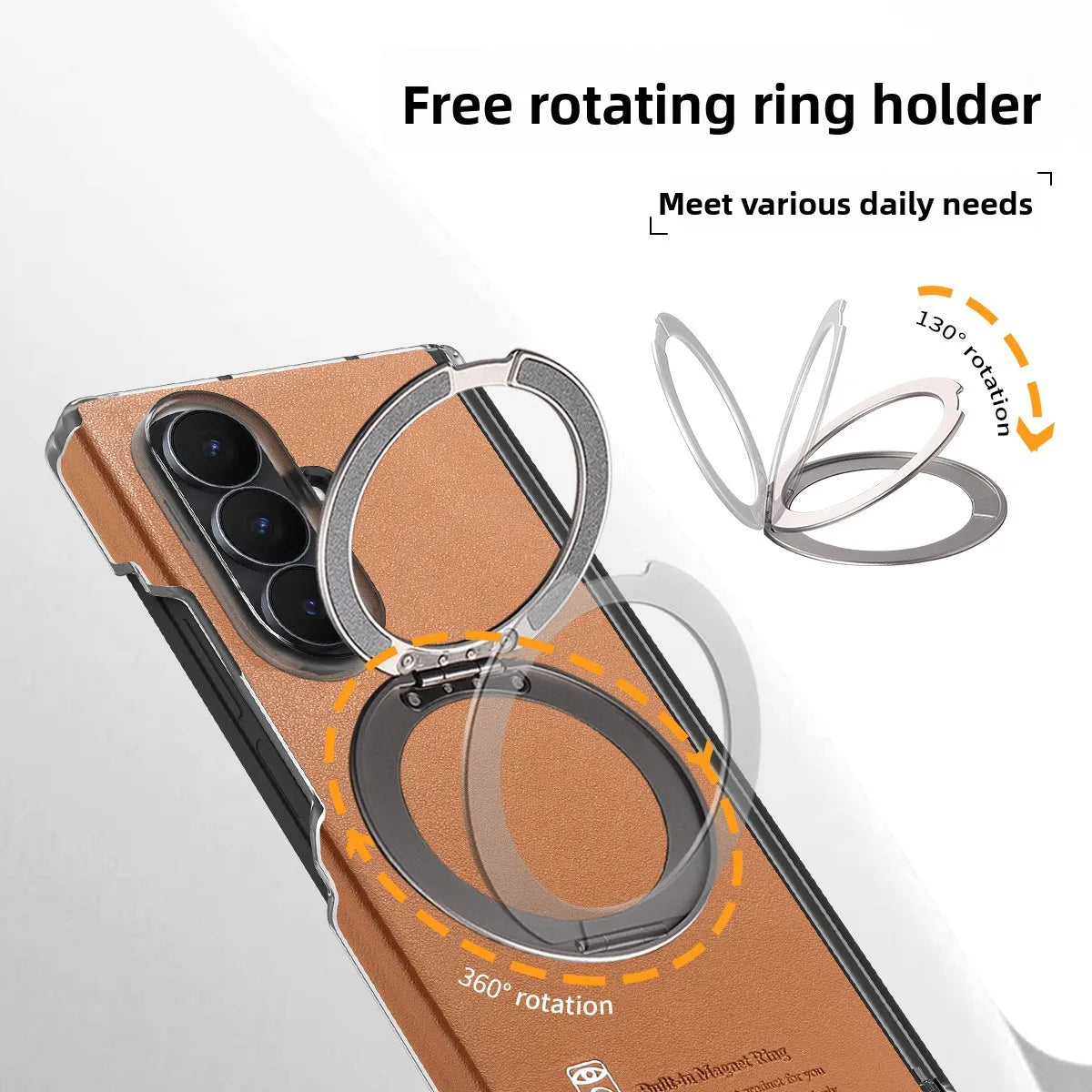 Leather Case with Magnetic Ring Stand For Z Fold Series