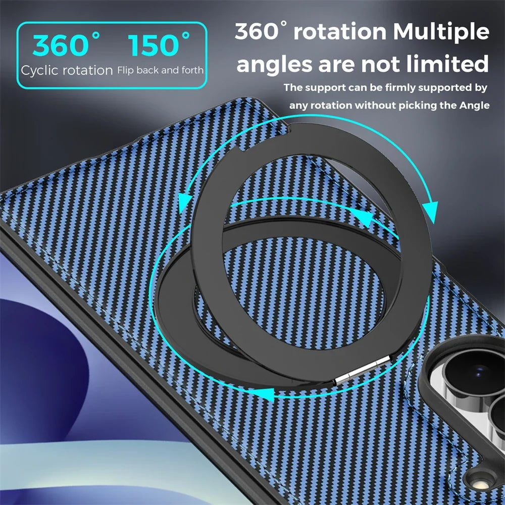 Carbon Fiber MagSafe Ring Stand Case For Galaxy Z Fold