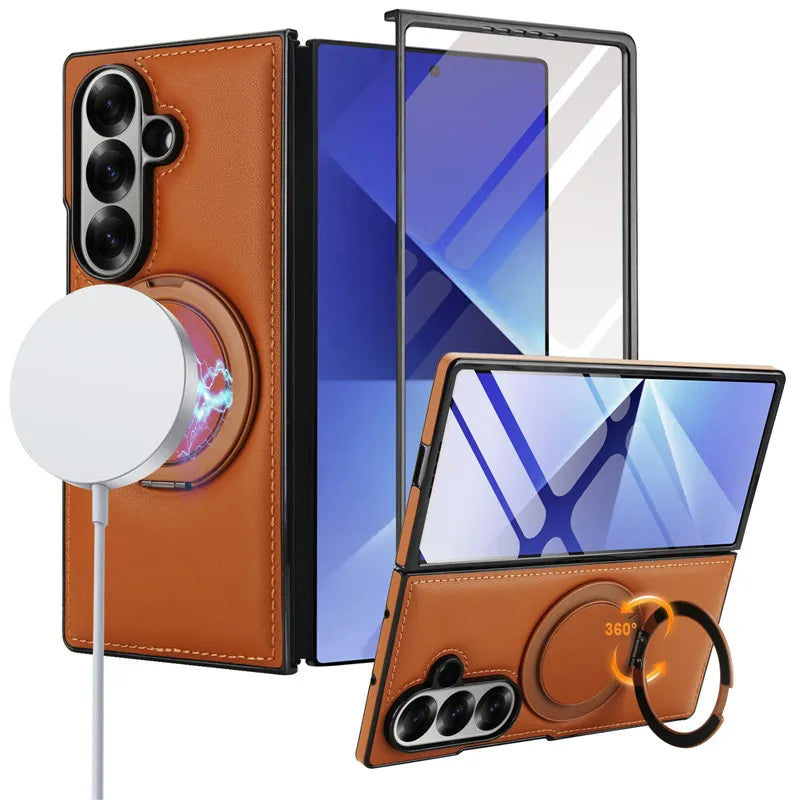 Leather Magnetic Case with Ring Stand