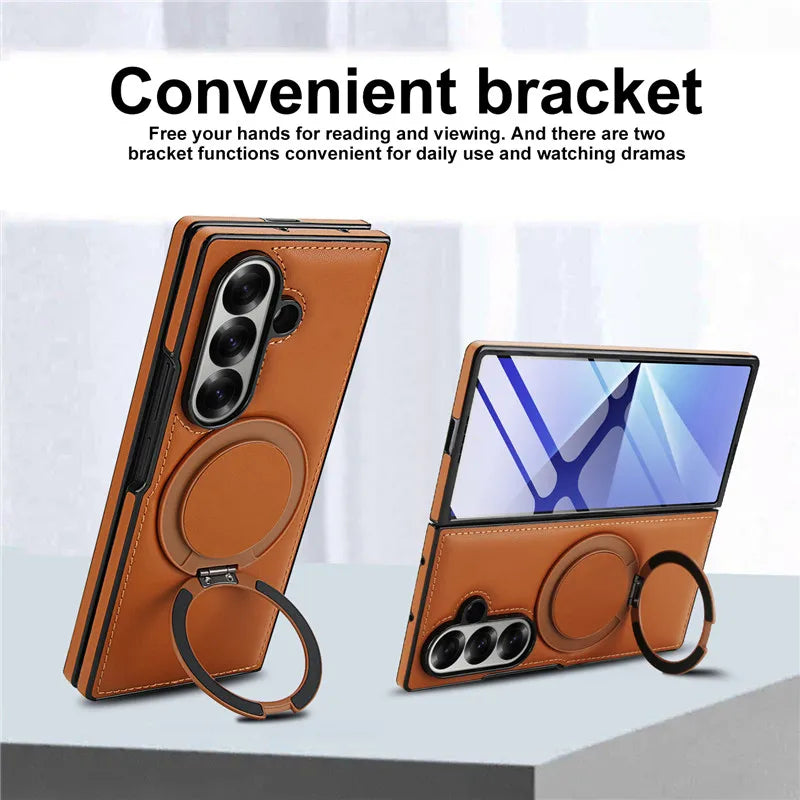 Leather Magnetic Case with Ring Stand