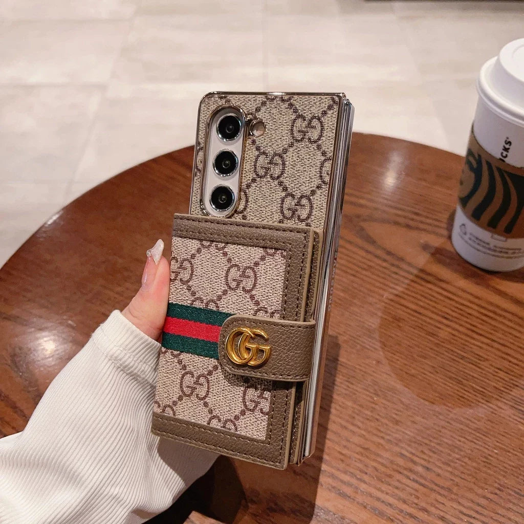 Luxury Monogram Wallet Case with Card Holder for Samsung Galaxy Z Fold 7 & Z Fold 6