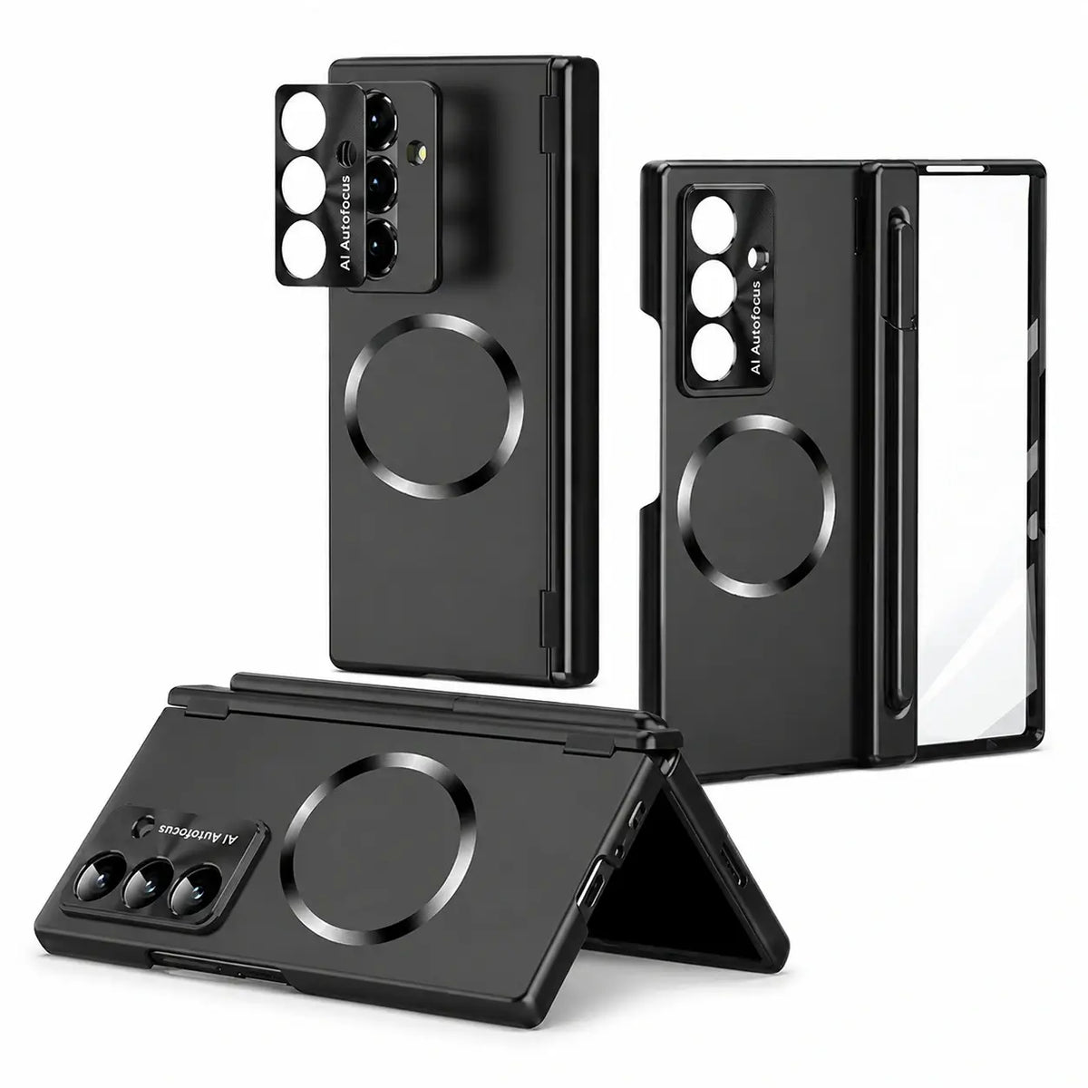 Magnetic Hinge Case with Glass & Stylus For Galaxy Z Fold Series