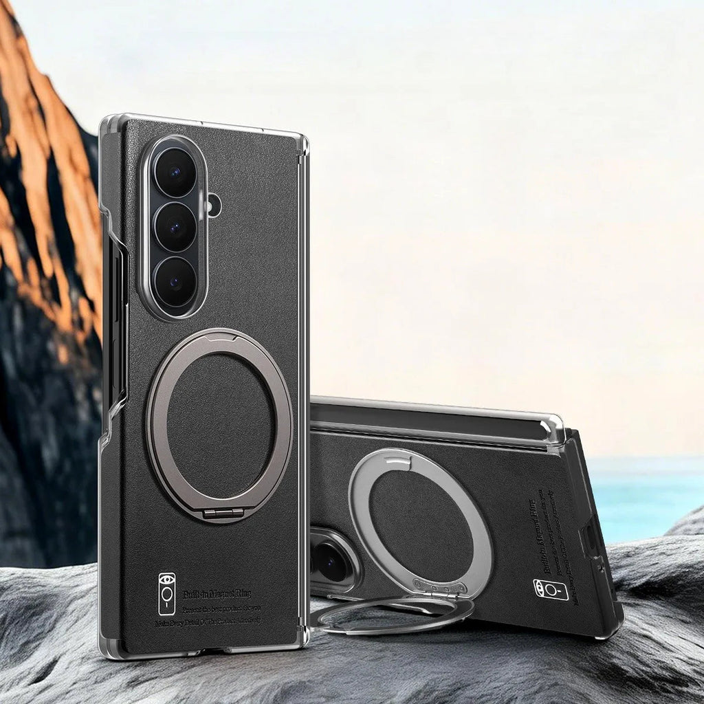 Leather Case with Magnetic Ring Stand For Z Fold Series