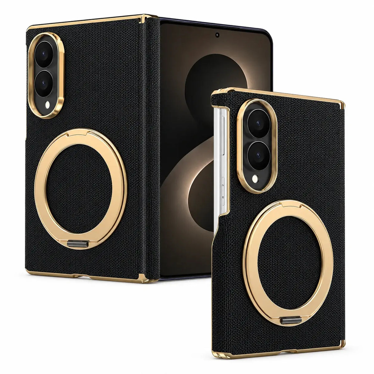 Luxury Leather Ring Stand Case For Galaxy Z Fold