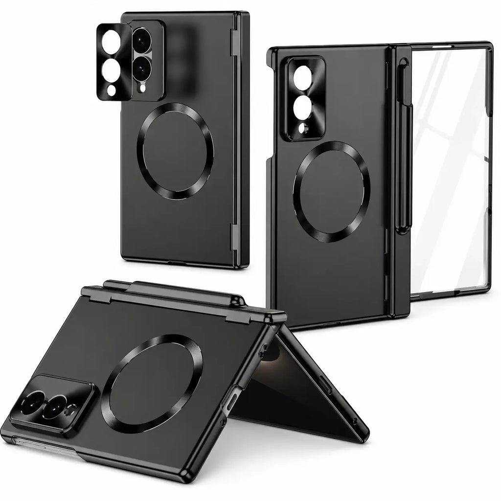 Magnetic Hinge Case with Glass & Stylus For Galaxy Z Fold Series