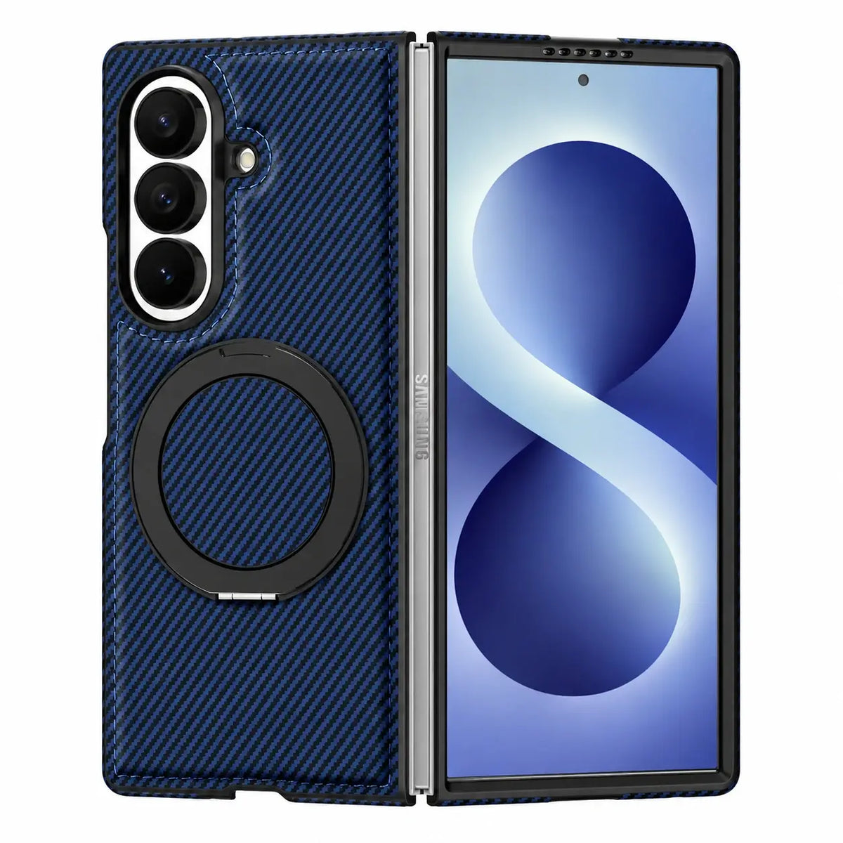 Carbon Fiber MagSafe Ring Stand Case For Galaxy Z Fold