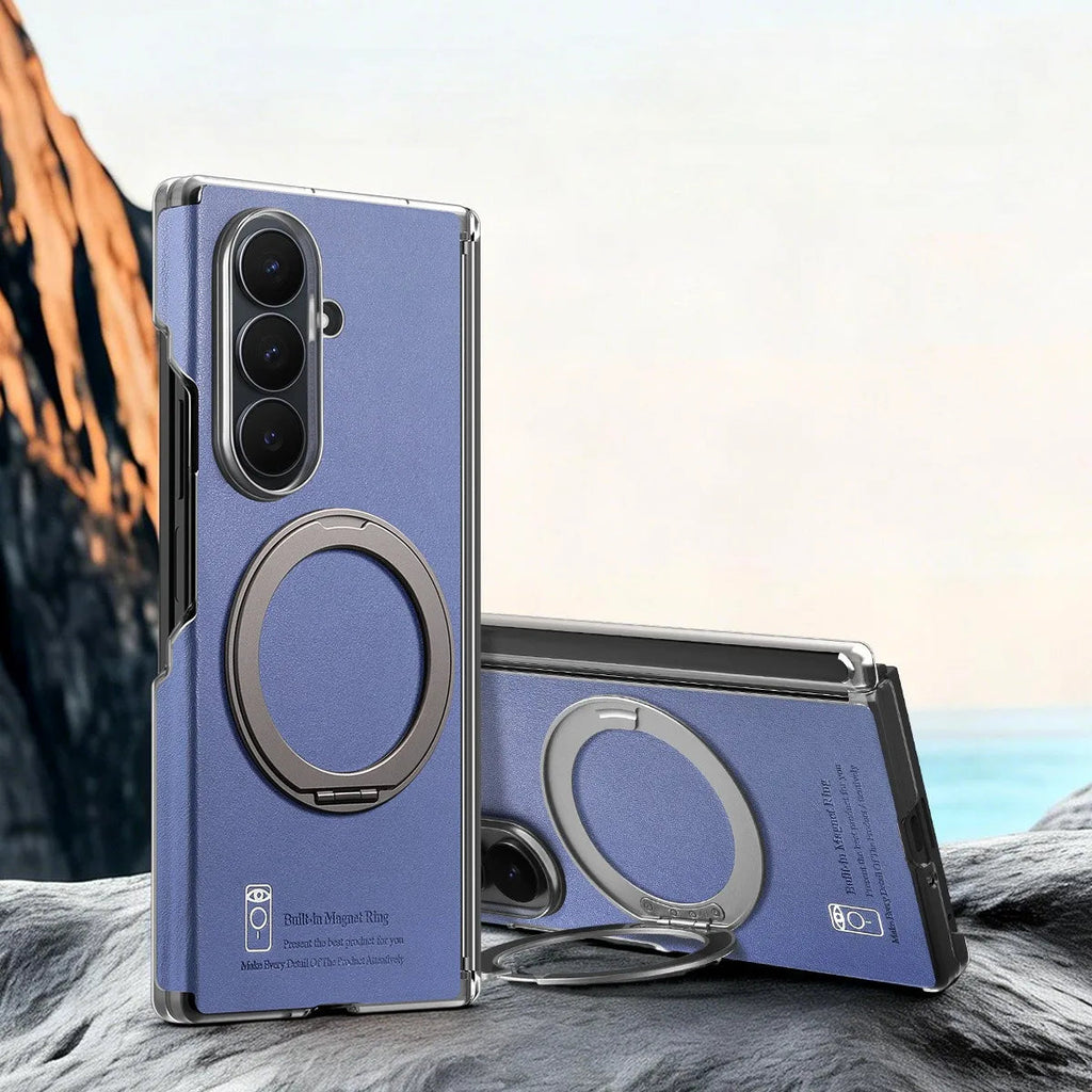 Leather Case with Magnetic Ring Stand For Z Fold Series