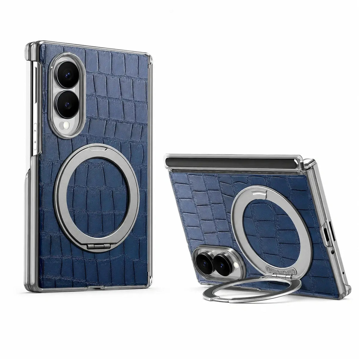 Textured Leather Ring Stand Case For Galaxy Z Fold