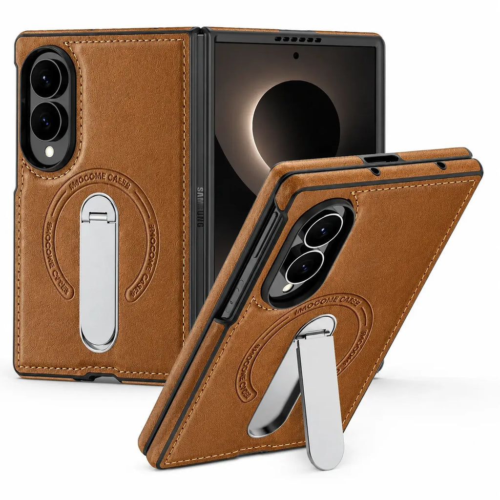 Leather MagSafe Kickstand Case For Galaxy Z Fold Series