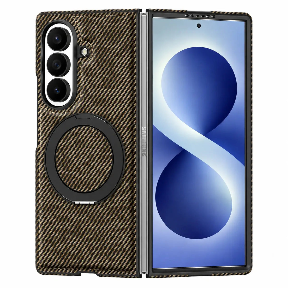 Carbon Fiber MagSafe Ring Stand Case For Galaxy Z Fold