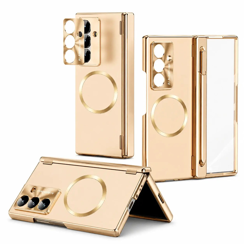 Magnetic Hinge Case with Glass & Stylus For Galaxy Z Fold Series