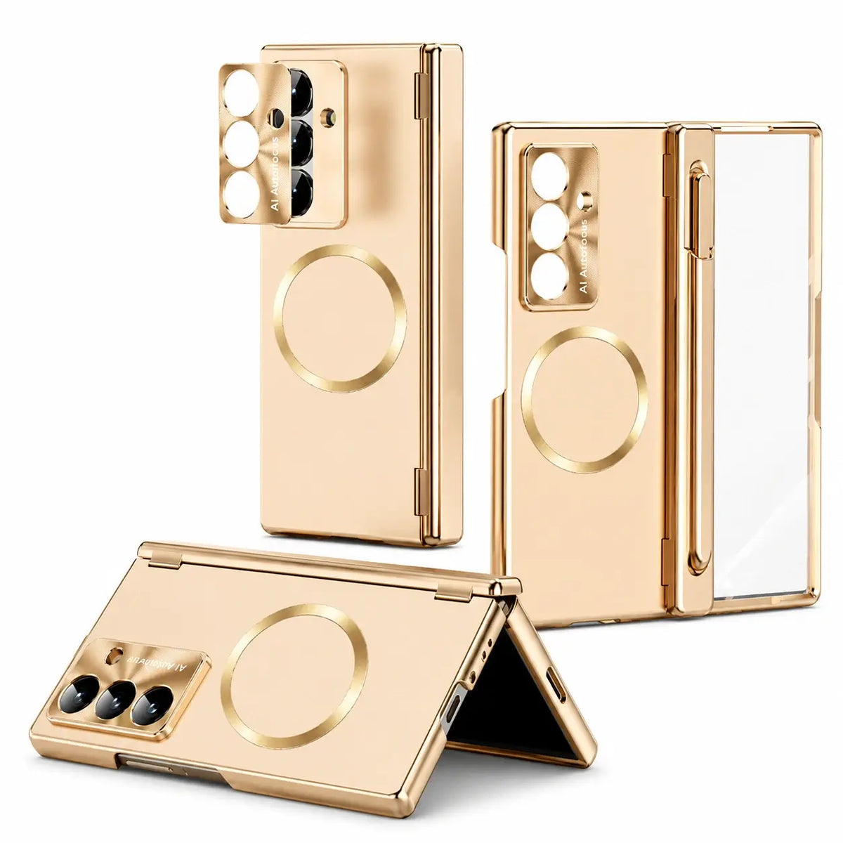 Magnetic Hinge Case with Glass & Stylus For Galaxy Z Fold Series