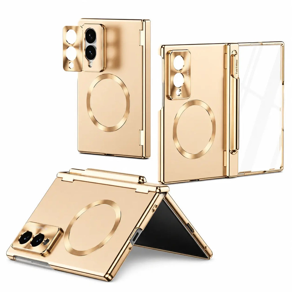 Magnetic Hinge Case with Glass & Stylus For Galaxy Z Fold Series