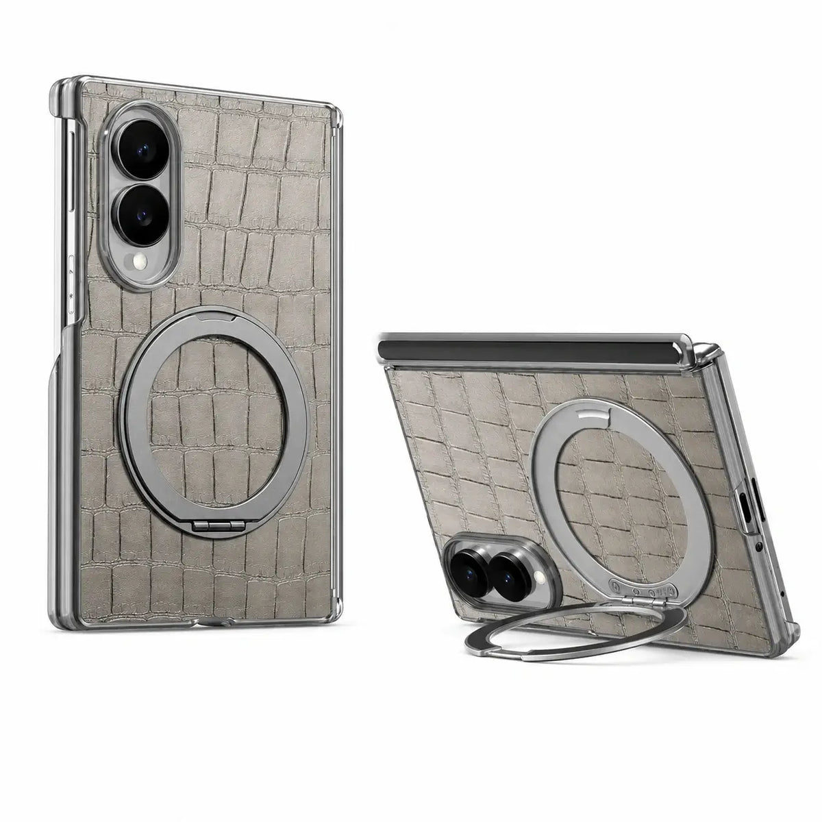 Textured Leather Ring Stand Case For Galaxy Z Fold