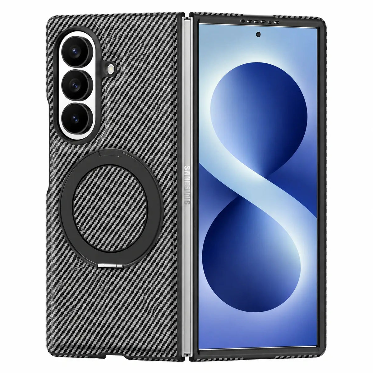 Carbon Fiber MagSafe Ring Stand Case For Galaxy Z Fold