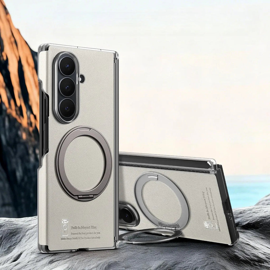 Leather Case with Magnetic Ring Stand For Z Fold Series