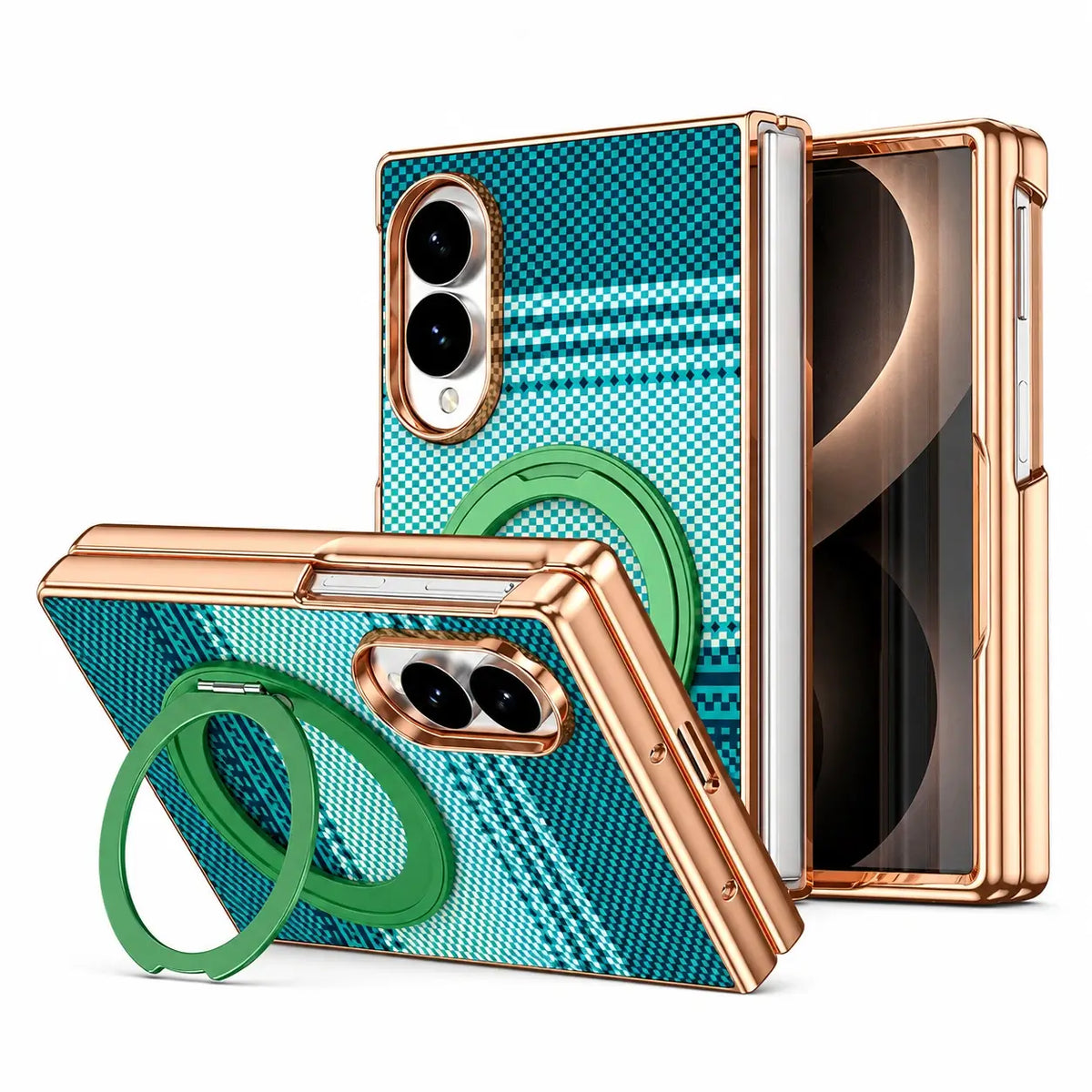 Kevlar Magnetic Ring Stand Case with Hinge Protection
