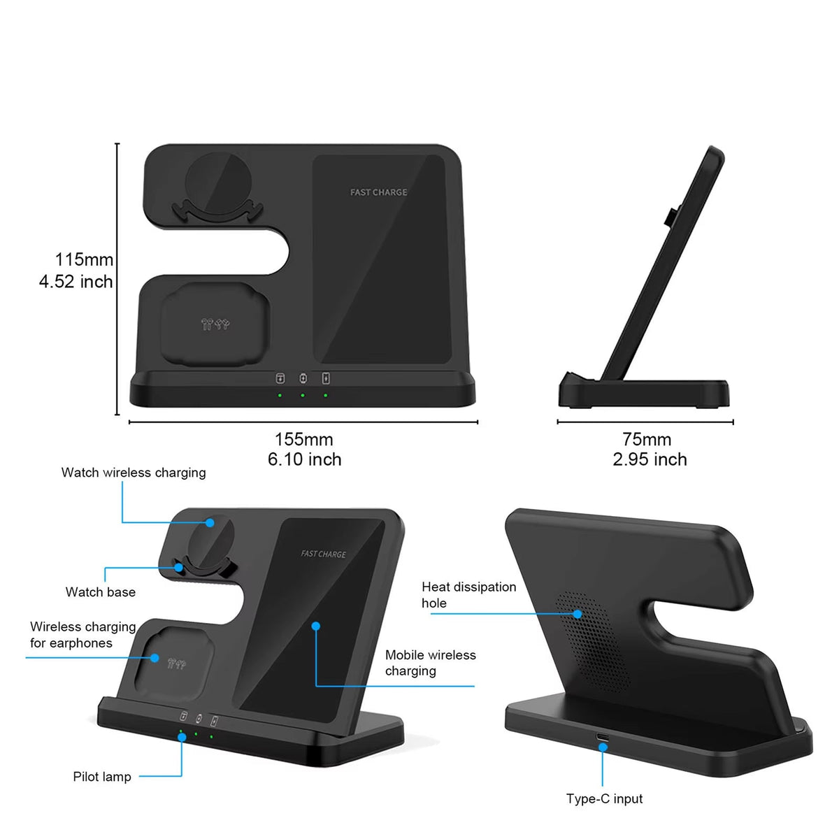 Samsung 3-in-1 Wireless Charger – Phone, Watch & Buds Fast Charging Stand