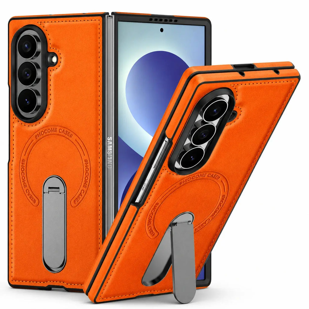 Leather MagSafe Kickstand Case For Galaxy Z Fold Series