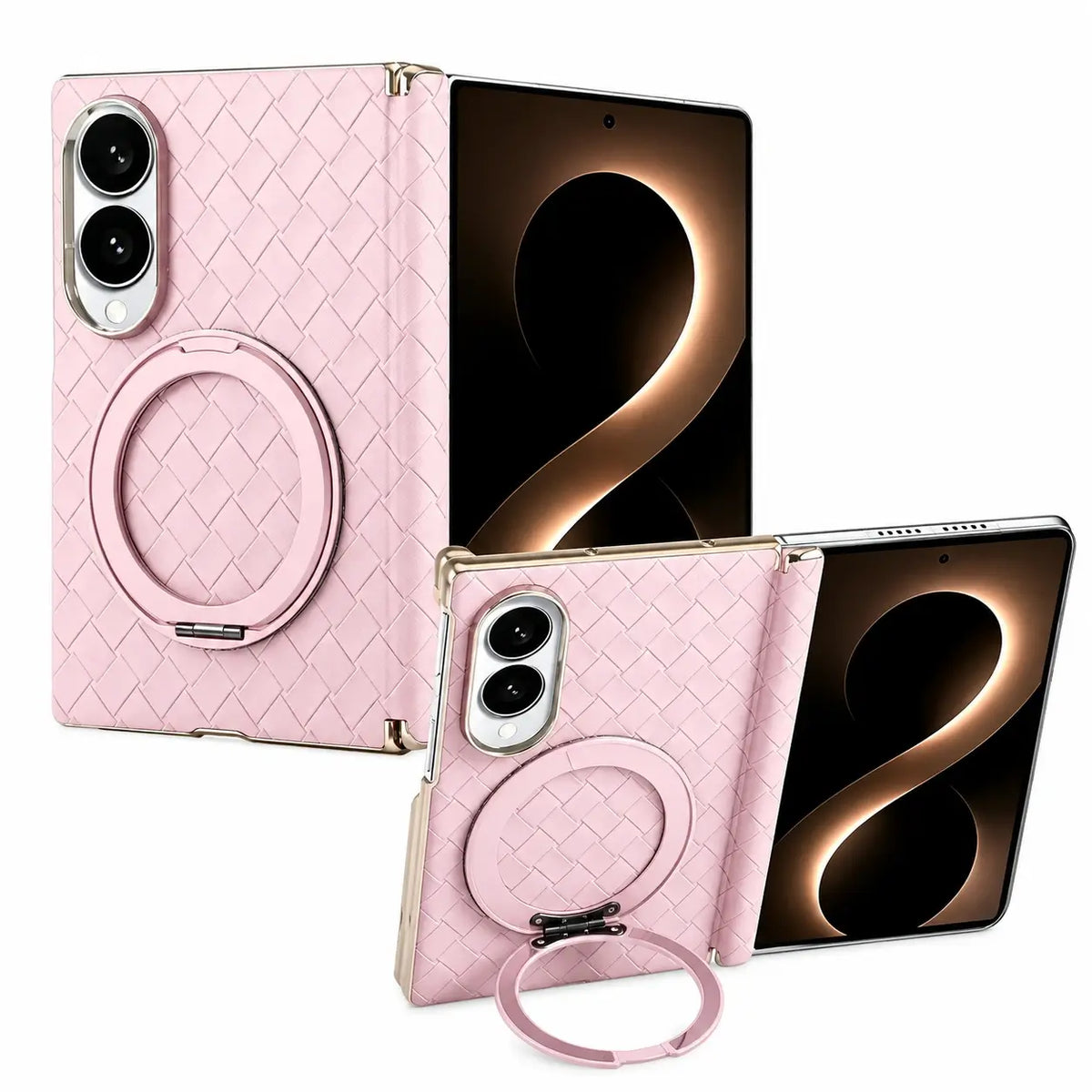 Woven Leather Ring Stand Case For Galaxy Z Fold
