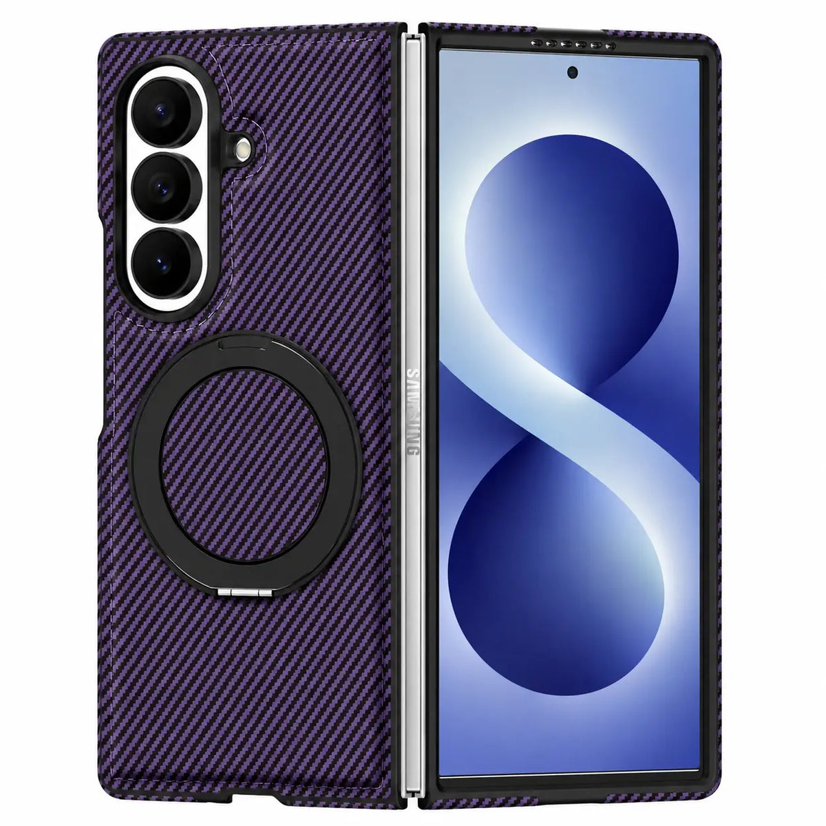 Carbon Fiber MagSafe Ring Stand Case For Galaxy Z Fold