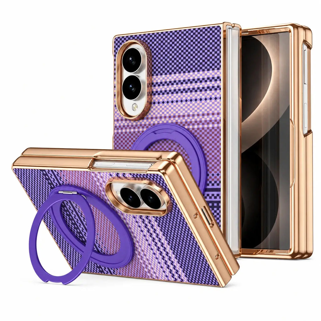 Kevlar Magnetic Ring Stand Case with Hinge Protection
