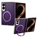 Woven Leather Ring Stand Case For Galaxy Z Fold