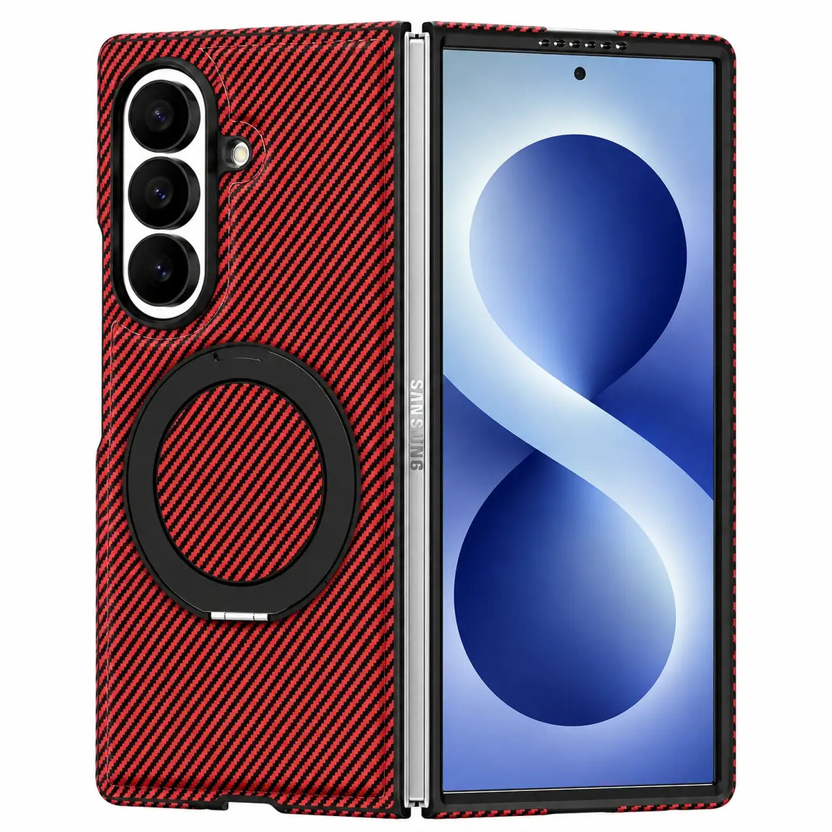 Carbon Fiber MagSafe Ring Stand Case For Galaxy Z Fold