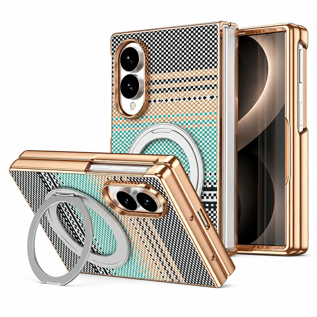 Kevlar Magnetic Ring Stand Case with Hinge Protection
